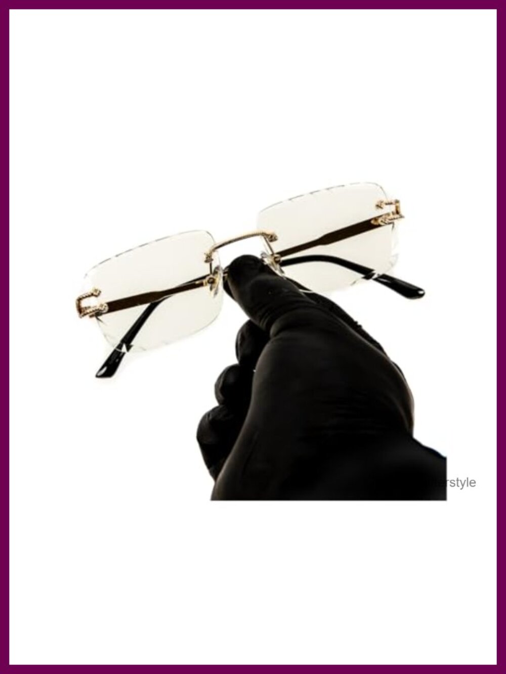 Rimless Rectangle Sunglasses Gold Wire Frame Clear Lens Retro Hip Hop Unisex